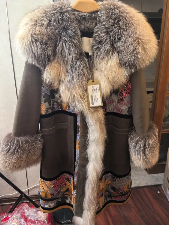 样衣朝家东北冬季外套保暖厚大衣皮毛M码时尚