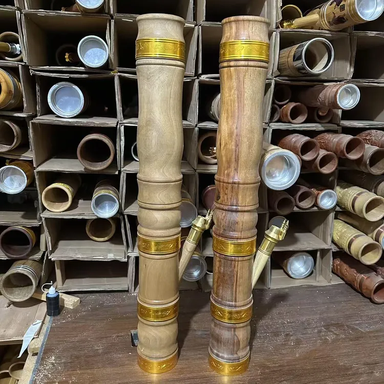 云南手工缅甸实木整木花瓶款烟斗创意烟筒烟杆大号78cm口径9cm