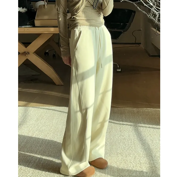 张七七保暖卫裤女款2025新款秋冬老钱感裤子松紧腰直筒休闲长裤