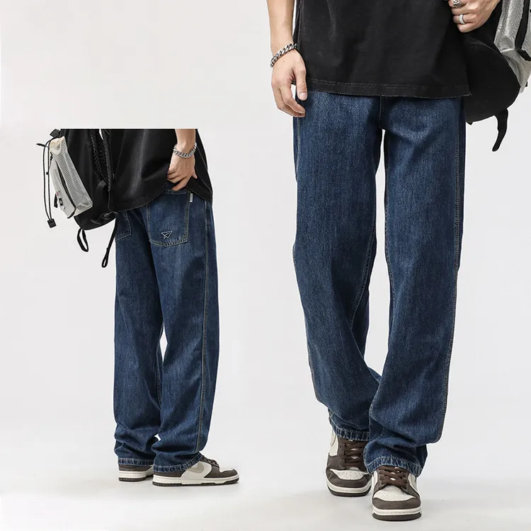 牛仔裤男士宽松水洗美式长裤潮牌夏季新款高街复古直筒休闲裤子男
