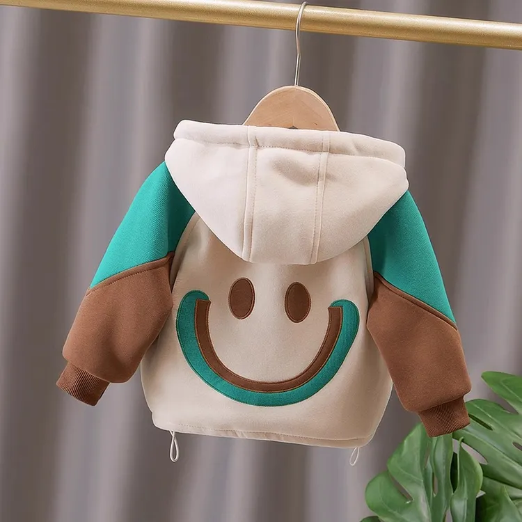 童泰【断码】1534#华棉复合真超绒加绒加厚童装男女童外套笑脸卫衣