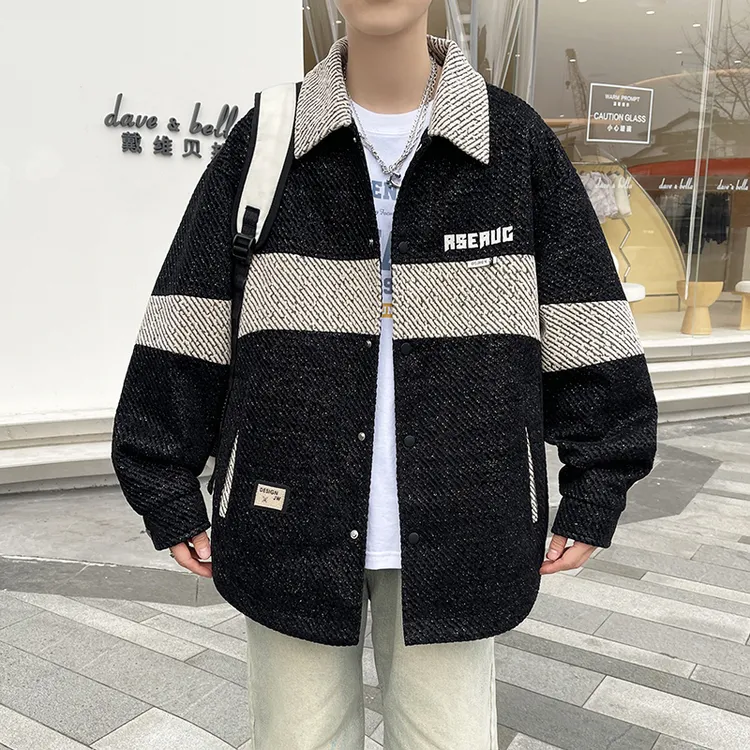 2025青少年男生秋季新款拼色夹克外套时尚休闲春装学生宽松简约帅