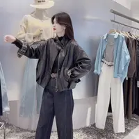 【酷炫】拼接格子时尚百搭皮衣外套