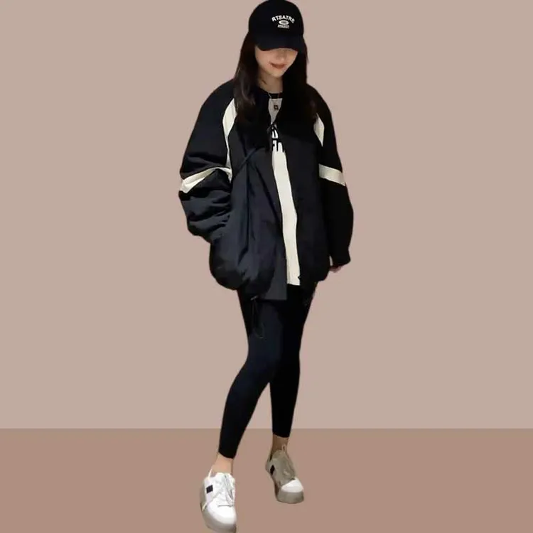 冲锋衣外套女2025春秋新款夹棉加厚休闲洋气时髦小个子棒球服上衣