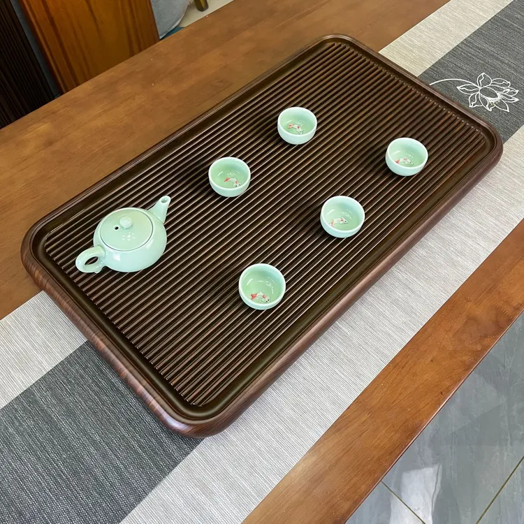 家用高端实木整块茶盘办公室客厅茶台桌面专用简约电木款山川茶海