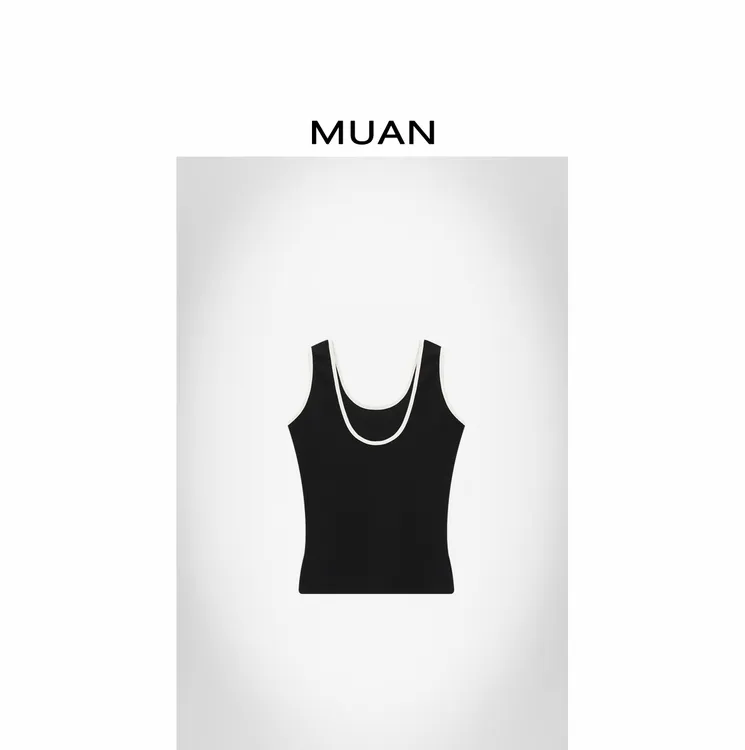 木岸MUAN：《贝拉背心》定制百搭简约高级无袖撞色马甲上衣X-JD-8359