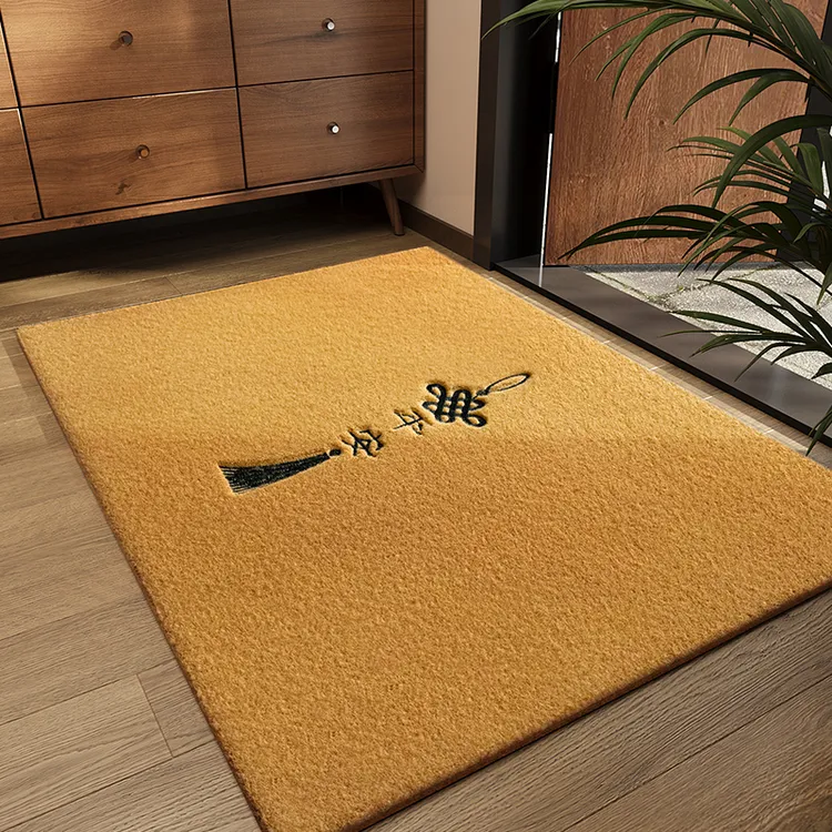 入户门地垫仿椰棕玄关大门口进门防滑刮泥脚垫刺绣可裁剪除尘地毯