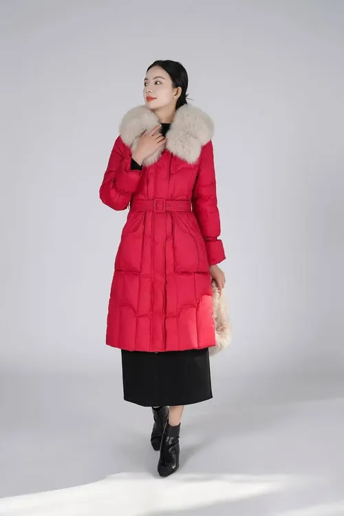 【新款真狐狸毛领90鹅绒服】加厚加绒显瘦中长款反季双12活动价