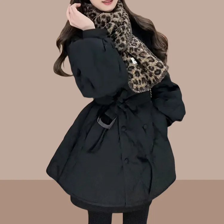 小香风圆领菱格棉服外套2025秋冬时尚新款高级感收腰气质夹棉上衣