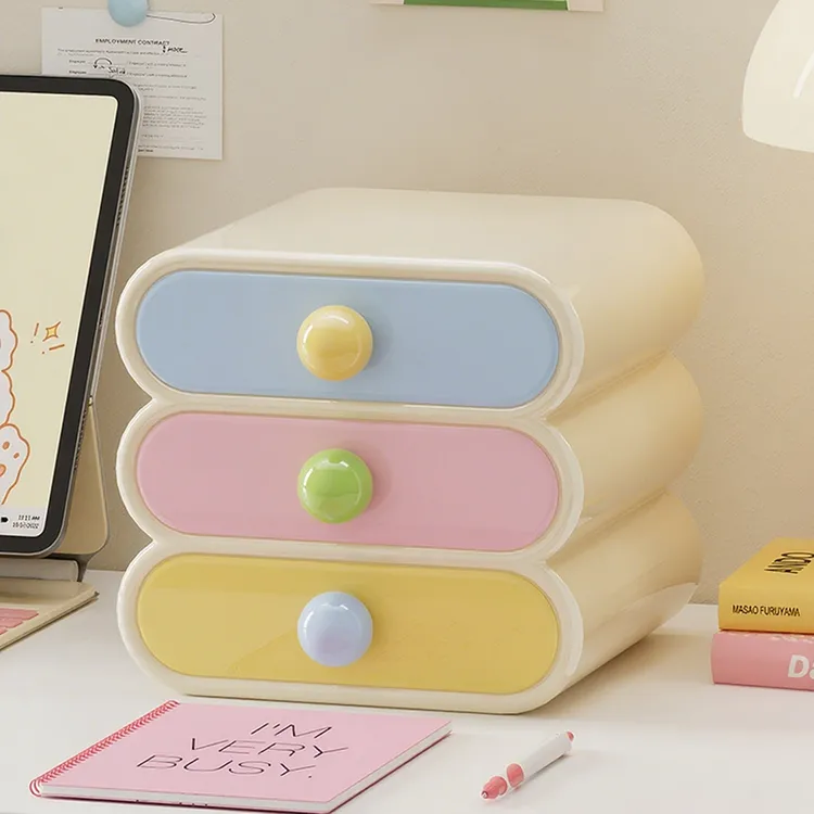 多巴胺抽屉式收纳盒高颜值ins风办公室桌面文具盒学生宿舍整理盒