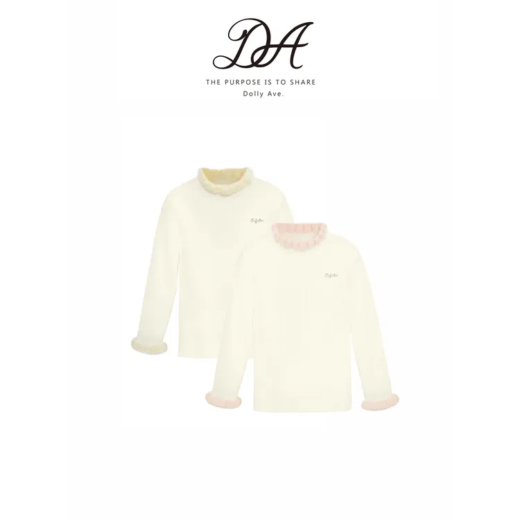 【现货】Dolly Ave「少女系列」高弹亲肤花边百搭打底女童秋冬毛衣