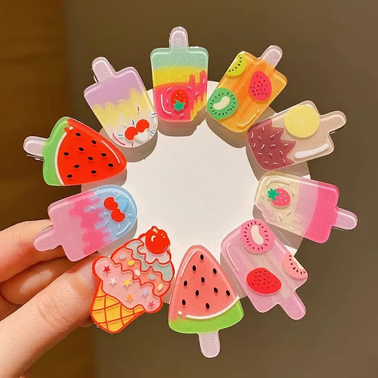 2025新款超小雪糕发夹创意零食发卡儿童侧边刘海碎发夹子女孩发饰