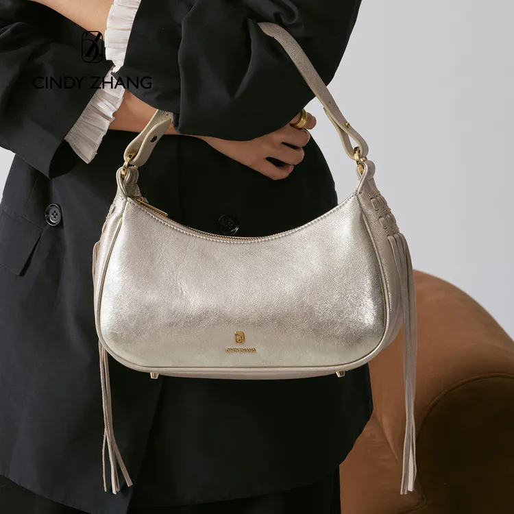【蒋依依同款】CINDY ZHANG 小众原创设计复古牛皮流苏腋下单肩包