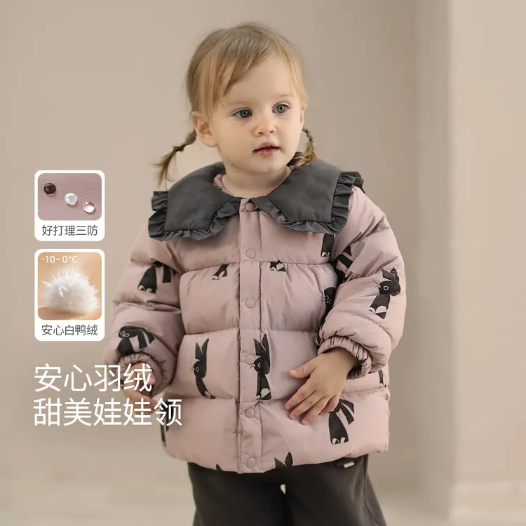 女童羽绒服外套冬季保暖白鸭绒外出服儿童加绒三防衣服女宝宝冬装