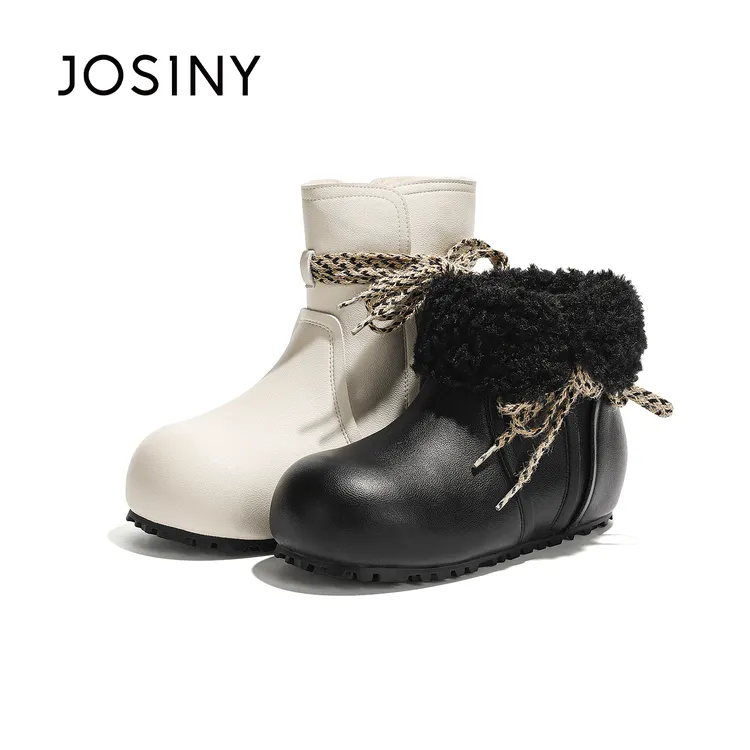 卓诗尼时尚潮流加绒保暖双穿雪地靴女25年冬季新款厚底增高棉鞋