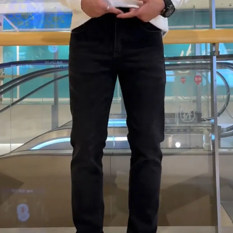 秋冬厚款款黑灰色男牛仔裤高端轻奢子休闲裤修身轻奢中腰小脚裤
