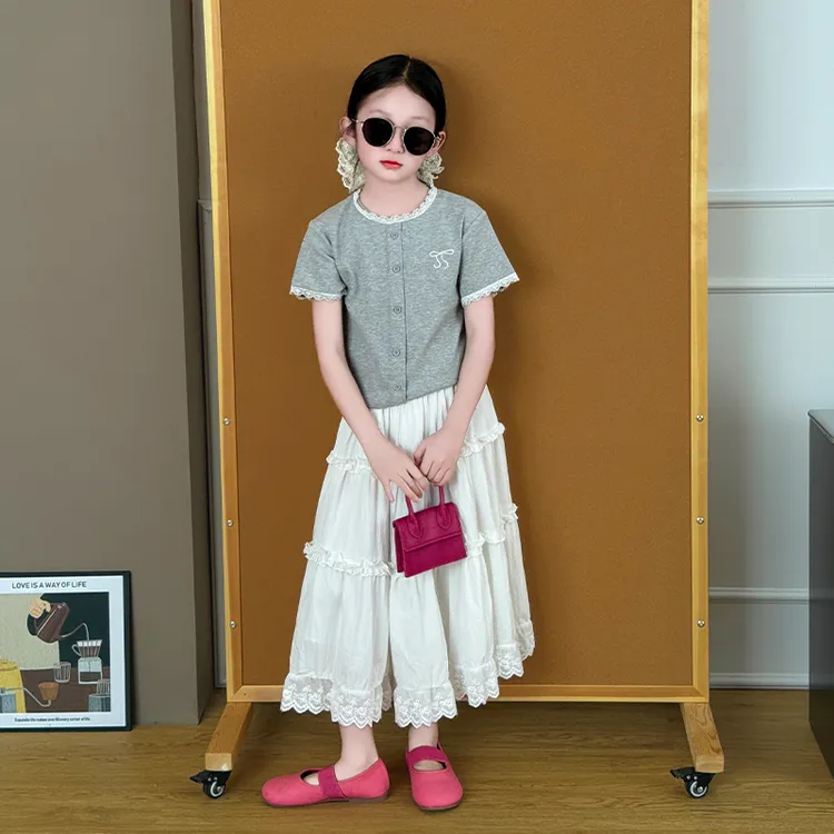 女童半身裙套装夏季新款女孩大童短袖小香风裙子儿童夏装两件套潮