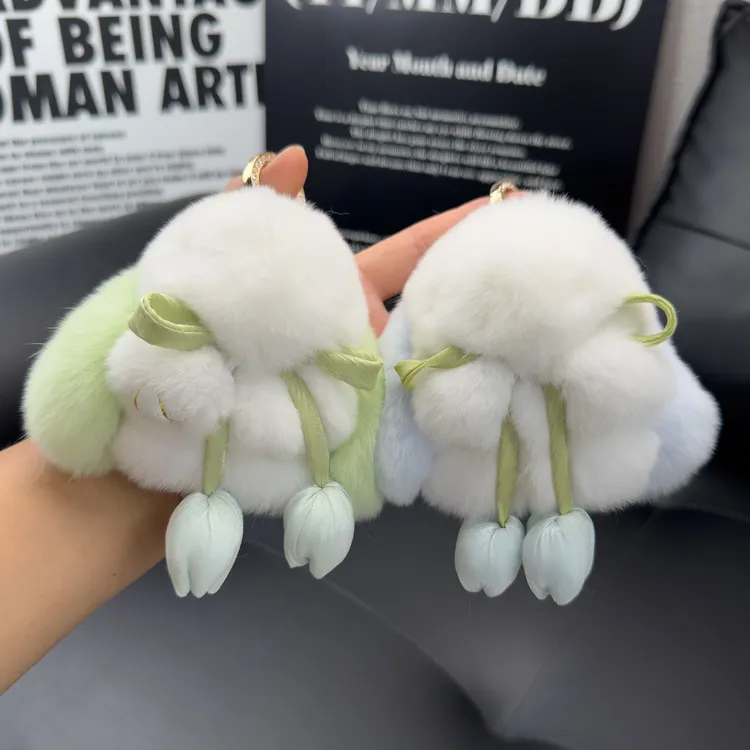 可爱真獭兔毛小兔子钥匙扣挂件迷你毛绒公仔装死兔书包包挂饰礼物