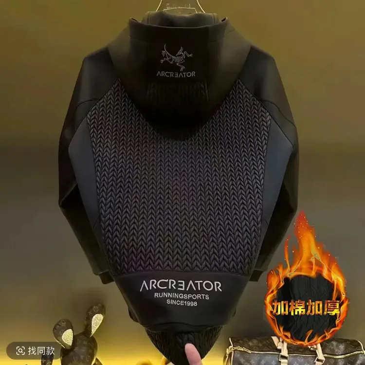 欧洲站轻奢高定男装连帽夹克冬季新款高端宽松休闲加棉复古外套