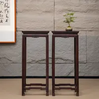 清 红木回纹花几（一对）古董收藏