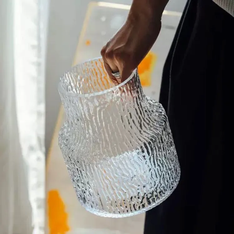 高级感网红冰川花瓶客厅玻璃透明插花北欧ins风养鲜花餐桌摆件TJ