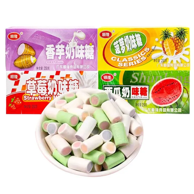 顺隆奶味糖香芋味菠萝西瓜草莓混合夹心奶糖90后怀旧零食