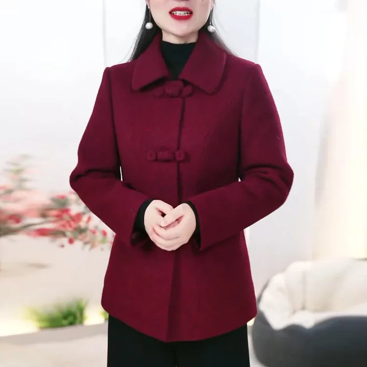 优雅洋气加棉加厚毛呢外套女2025冬季新款妈妈装端庄显瘦短款大衣