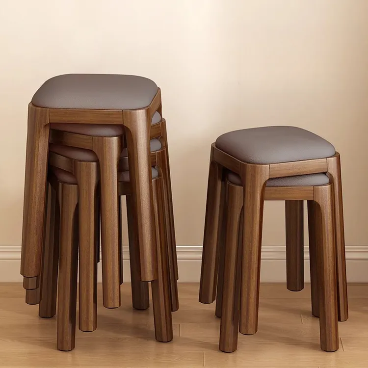 实木凳子可叠放家用结实耐用矮凳餐桌椅软包梳妆台凳静音方凳板凳