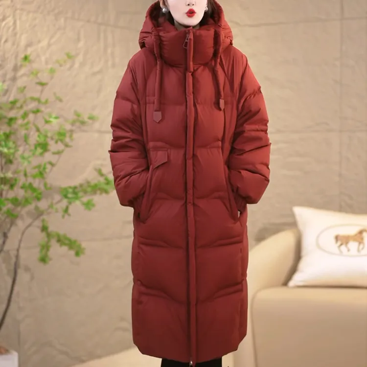 轻奢时尚连帽中长款羽绒服女2025冬季新款减龄妈妈装加厚保暖外套