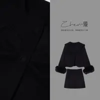 ZHEN.臻 法式千金蝴蝶结狐狸毛外套+半身裙双面呢两件套TZ9398Z