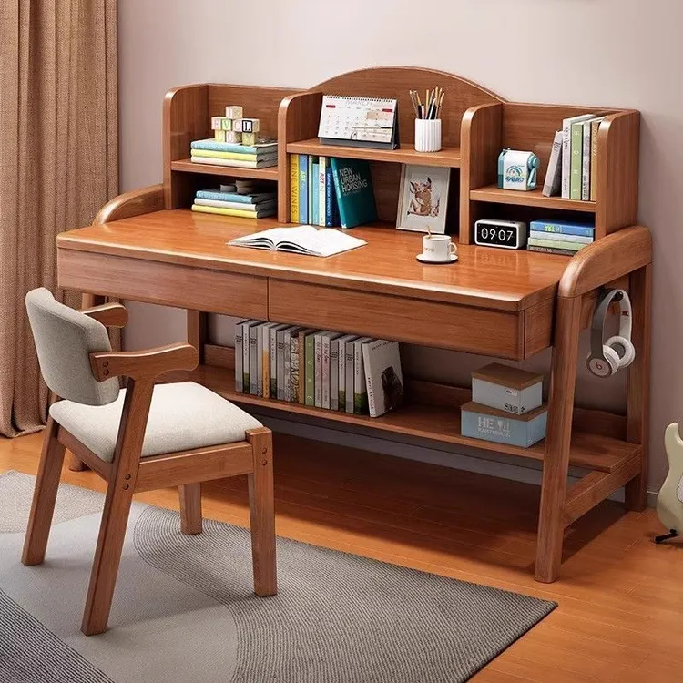 实木书桌中小学生小孩写字桌家用简约初高中生可升降高中生书桌子