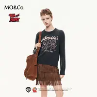 MOCO毛衣针织衫2025秋新品猫和老鼠联名系列绵羊毛烫钻MBE3SWTT08