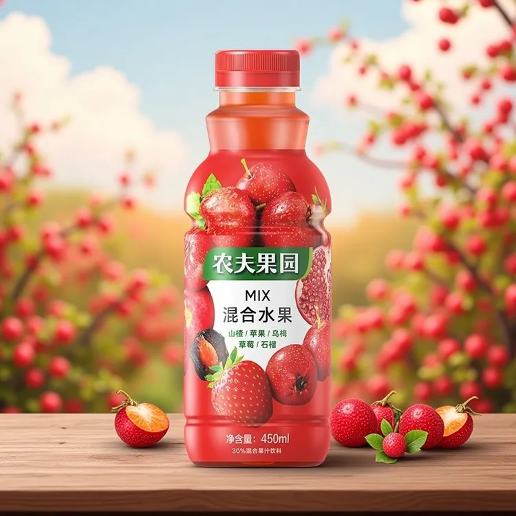 30%农夫果园450ml*6瓶山楂苹果乌梅草莓石榴混合水果汁