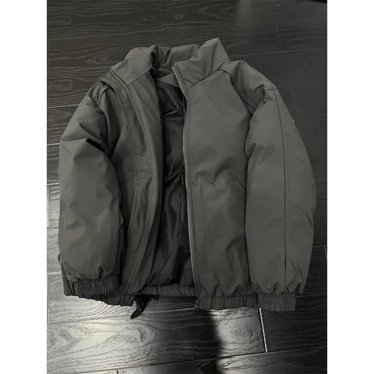 深灰色美式夹克棉服男款冬季高级感cleanfit工装外套保暖立领棉衣