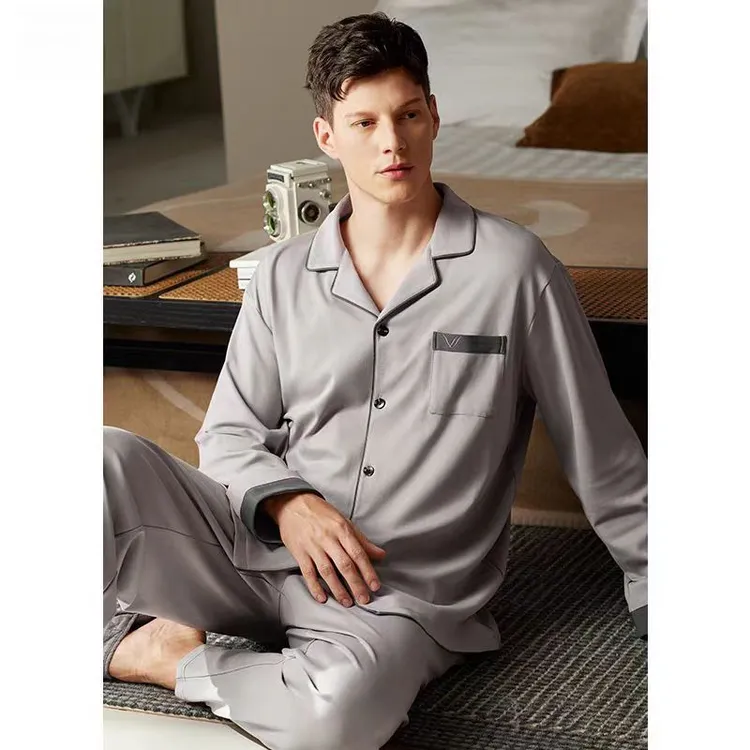 2024男款睡衣男秋季纯棉长袖全棉加大码男士家居服套装加肥秋冬