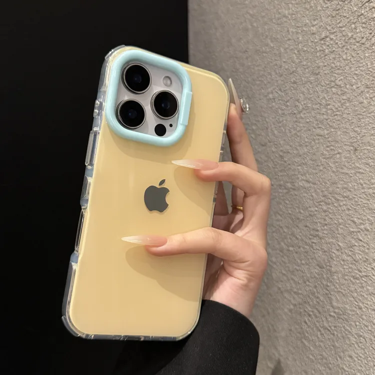 ins风撞色镜头猫咪边框适用苹果17手机壳iPhone16Pro简约15果冻14