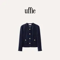 UFFIE于绘 大象扣 斜纹织带饰软呢外套