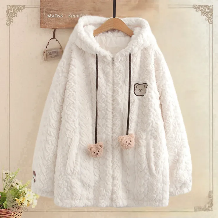 2025年冬装新款小个子学院风外套少女初中高中学生毛绒厚大衣保暖