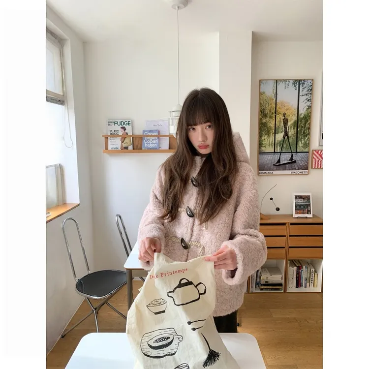 人造皮草 时尚宽松羊羔毛短外套女秋冬新款慵懒风设计感加厚上衣