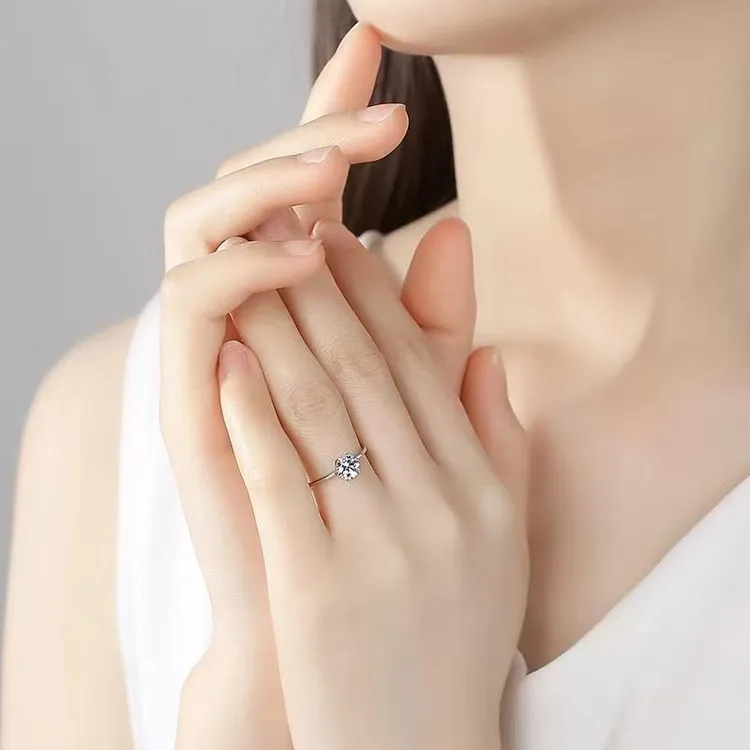 合金亚克力戒指 【克拉恋人】皇冠经典可调节六爪女款时尚开口戒