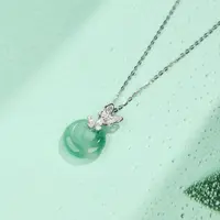 福禄蝶至平安扣正品飘花非洲翠项链新中式S925礼物