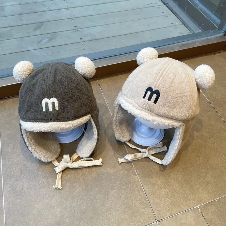 儿童帽子秋冬外出防风护耳帽男女童加绒保暖防寒雷锋帽冬百搭毛绒