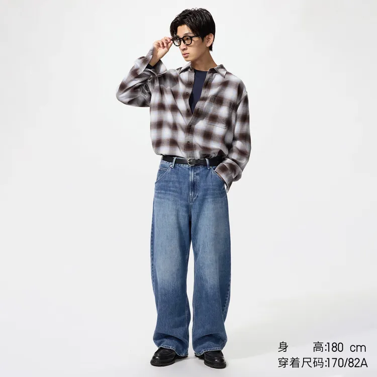 优衣库女装男装宽松廓形牛仔裤/弯刀镰刀裤子479000 482280