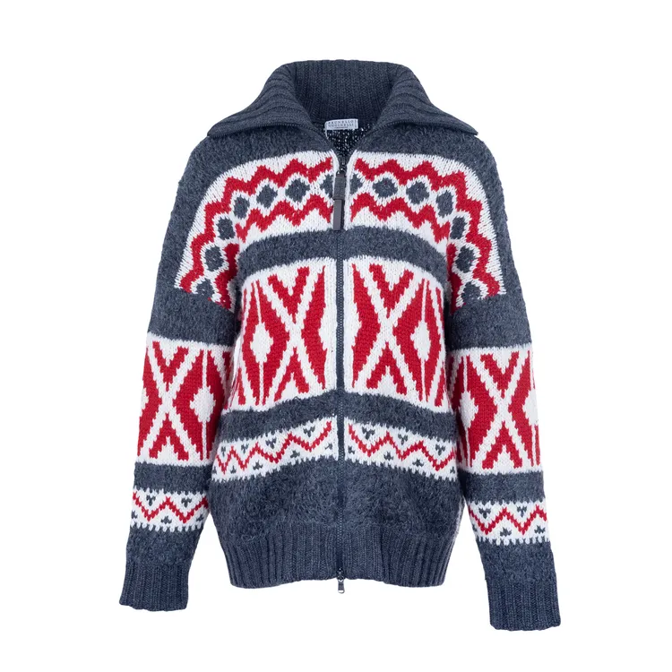 BRUNELLO CUCINELLI FW 女士粗针织拉链羊绒开衫ZB