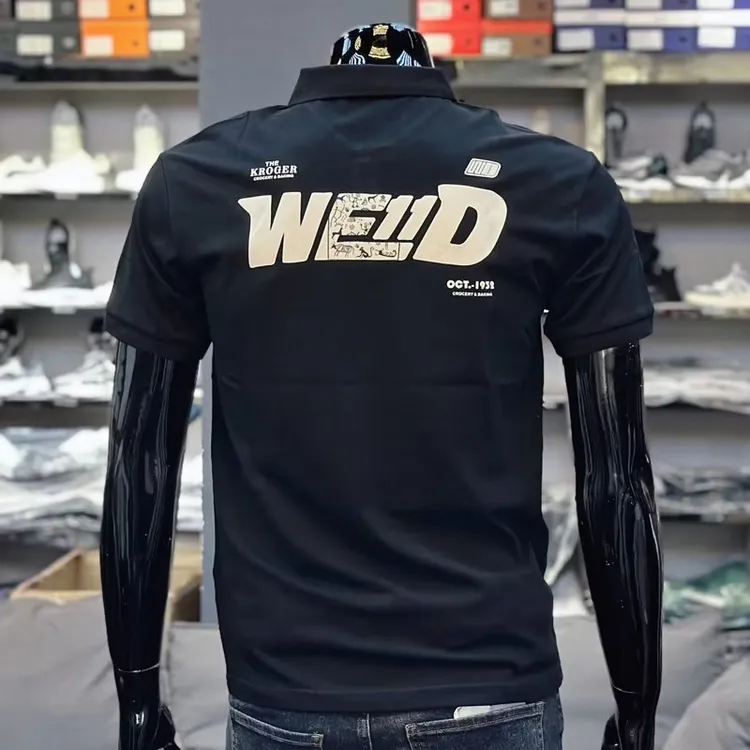 夏季新款短袖t恤polo衫男翻领半袖修身潮牌潮流字母印花休闲上衣