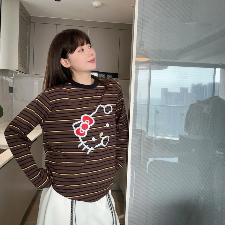 SEVENFUOO-【Kitty】条纹长袖