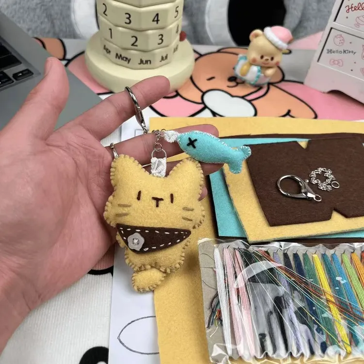 【七夕礼物】小猫小鱼香囊挂件手工DIY钥匙扣材料包送男生女生礼物