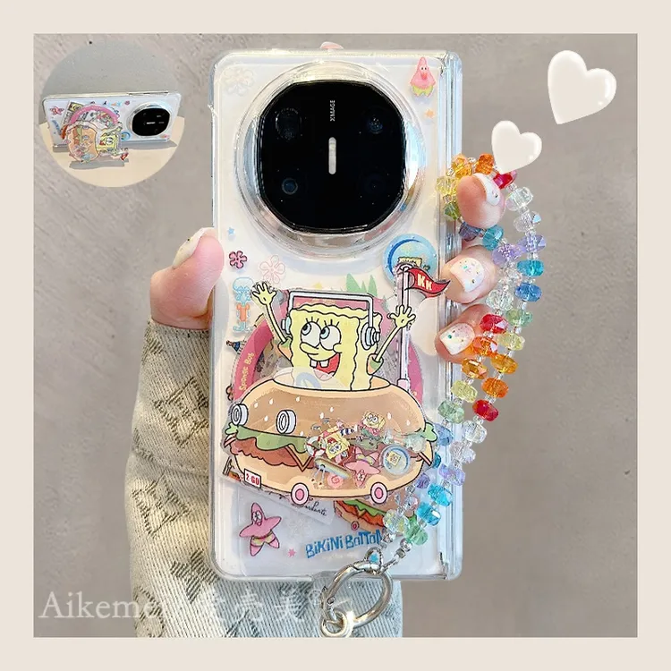 适用华为mateX6折叠屏手机壳海绵宝宝MateX5典藏版汉堡车磁吸支架