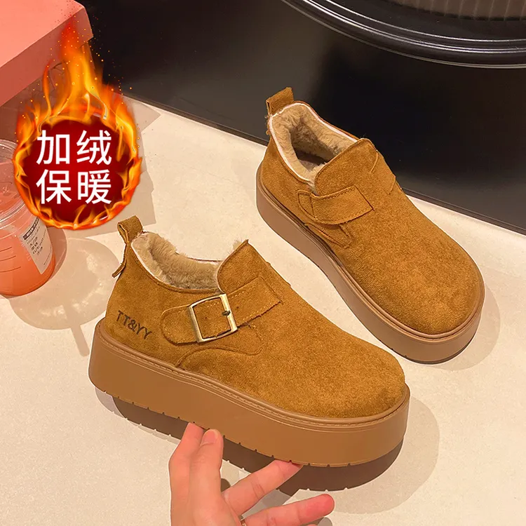 勃肯鞋女加绒加厚大棉保暖雪地棉鞋2025年冬季新款毛毛圈雪地靴