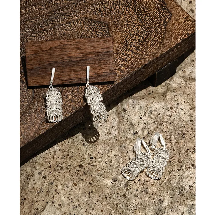 925银耳饰 A美洋MEIYANG半蹴鞠耳环925银针|镂空耳针/耳夹-周四